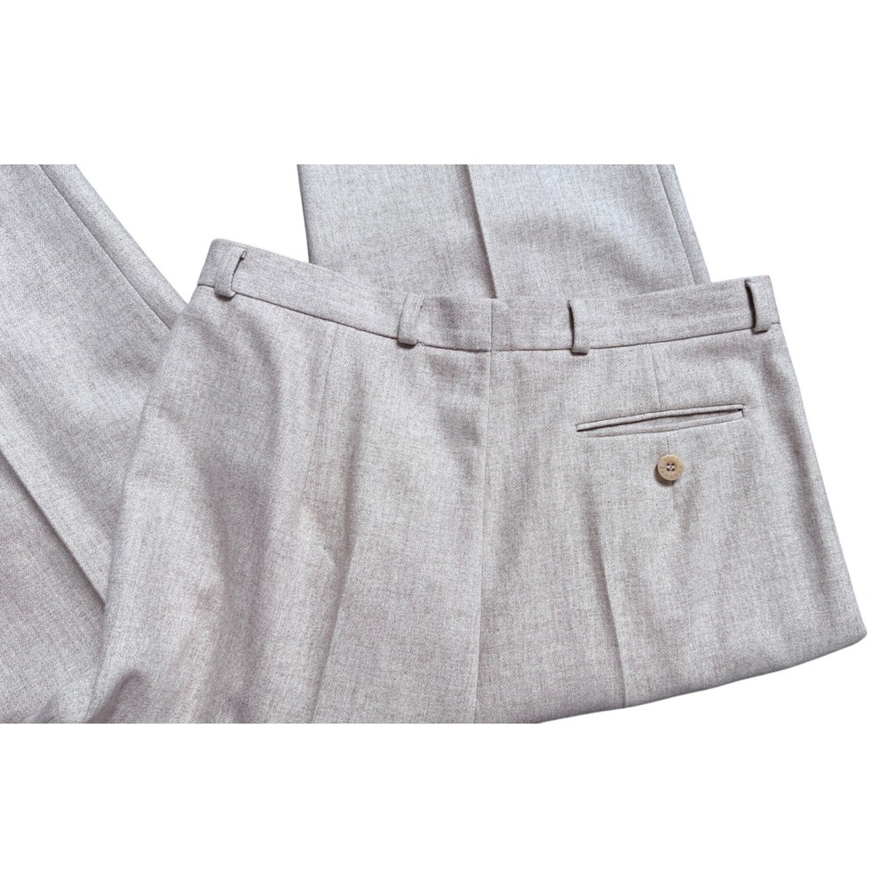 Bernard Zins Saks Fifth Avenue 100% Wool Pleated Pants Made in France Beige 12 - Picture 5 of 9
